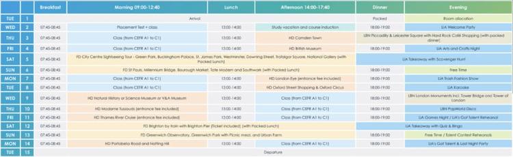 ジュニアサンプルスケジュール|College of North West London