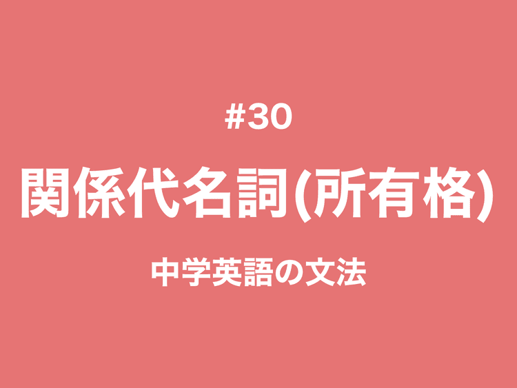 #30 関係代名詞の「所有格」見分け方は？物にもwhose？｜中学英語の文法