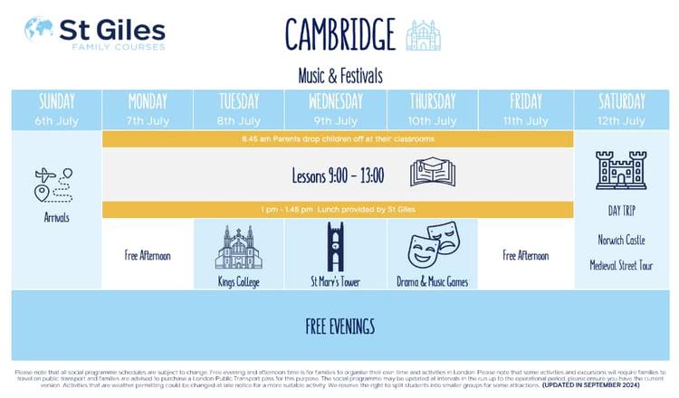 ファミリーサンプルスケジュール｜St Giles Family Cambridge