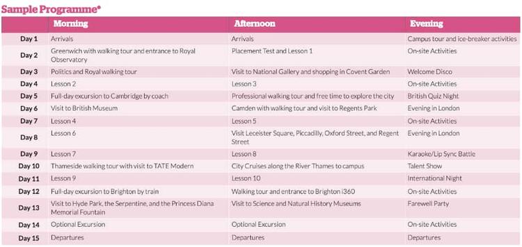 ジュニアサンプルスケジュール|University of Greenwich OIJP