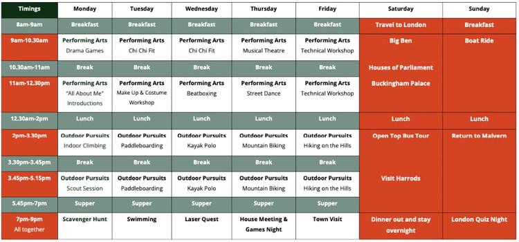 ジュニアサンプルスケジュール|Malvern College