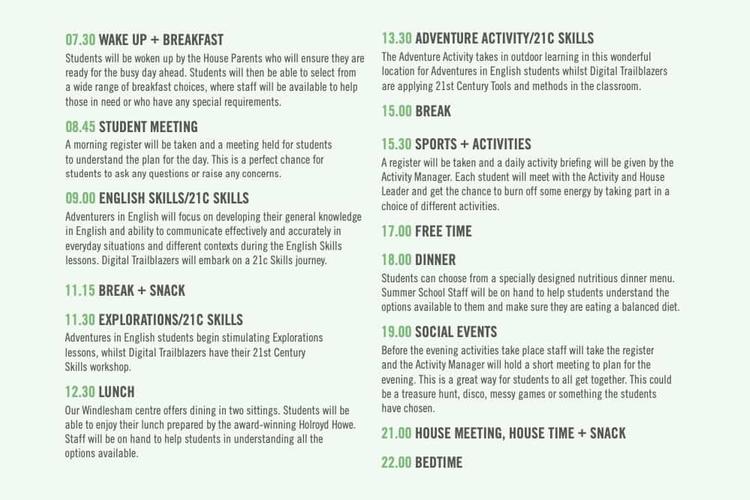 ジュニアサンプルスケジュール|Windlesham House School