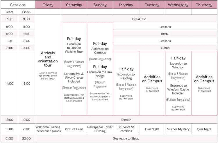 ジュニアサンプルスケジュール|Wellington College