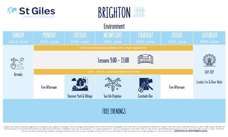 ファミリーサンプルスケジュール|St Giles Family Brighton