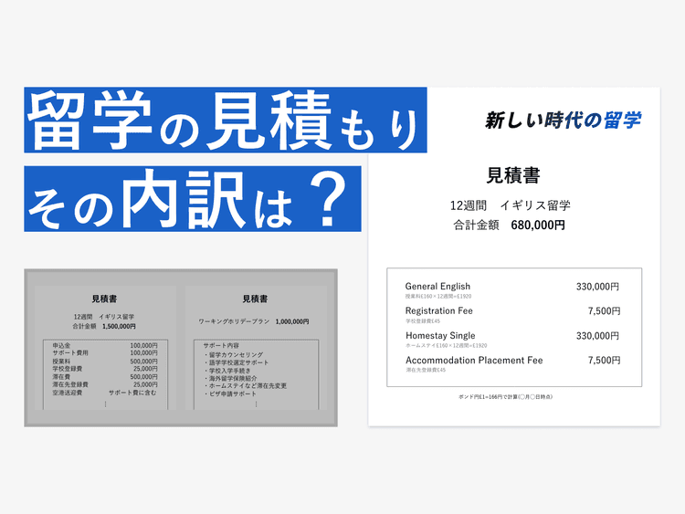 留学会社の見積もりは内訳、サポート料金、申込金、為替をみよう