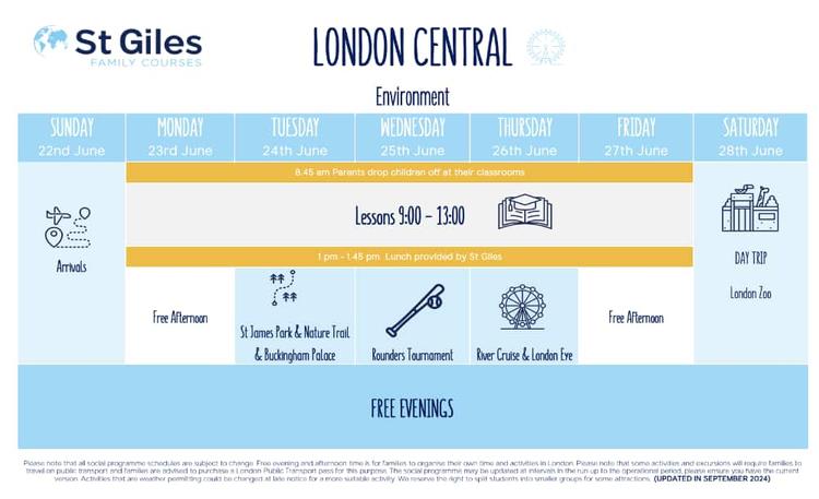 ファミリーサンプルスケジュール|St Giles Family London Central